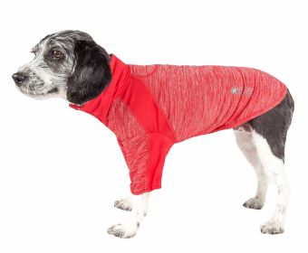Pet Life Active 'Chewitt Wagassy' 4-Way Stretch Performance Long Sleeve Dog T-Shirt (Color: Red)